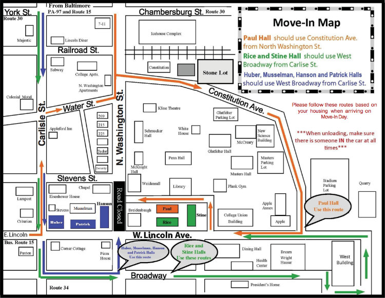 Move-In Day traffic pattern map.